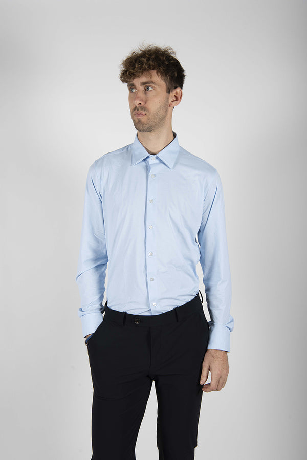 camicia OXFORD JACQUARD azzurro