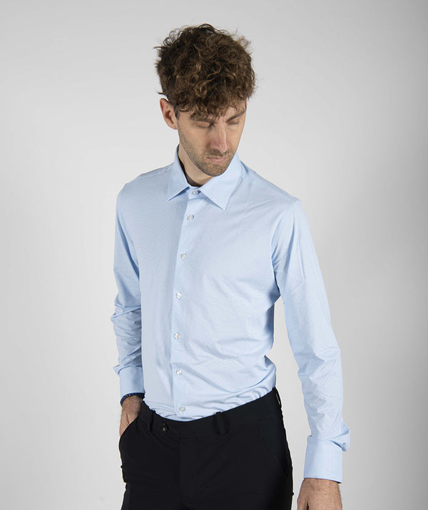 camicia OXFORD JACQUARD azzurro